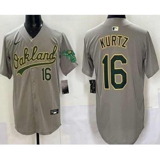 Men's Oakland Athletics #16 Nick Kurtz Gray Limited Jersey - Ujersey