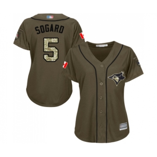 Women's Toronto Blue Jays #5 Eric Sogard Authentic Green Salute to Service Baseball Jersey - Ujersey