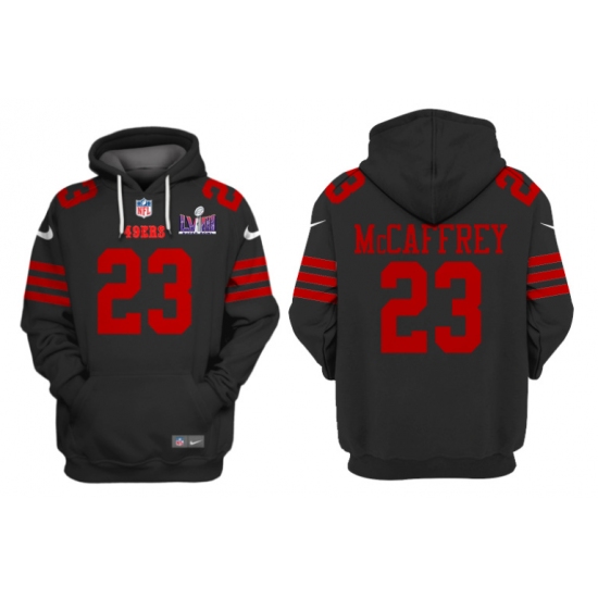 Men's San Francisco 49ers #23 Christian McCaffrey Black Super Bowl LVIII Alternate Pullover Hoodie - Ujersey