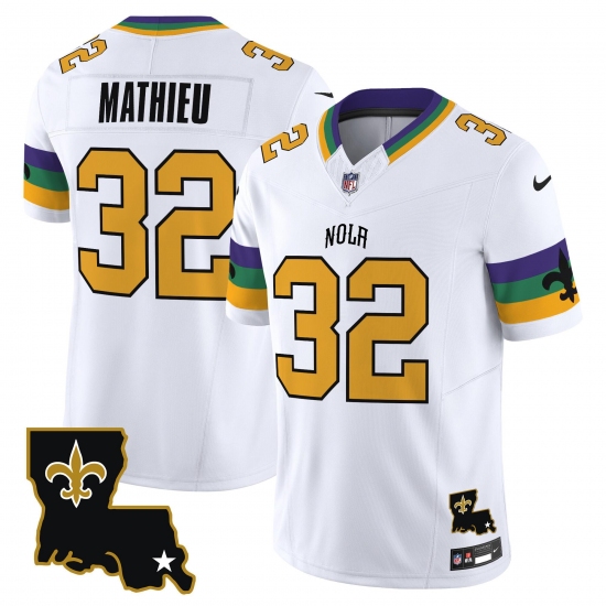 Men's New Orleans Saints #32 Tyrann Mathieu White 2024 F.U.S.E. Vapor Limited Stitched Jersey - Ujersey