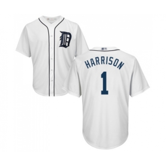 Men's Detroit Tigers #1 Josh Harrison Replica White Home Cool Base Baseball Jersey - Ujersey