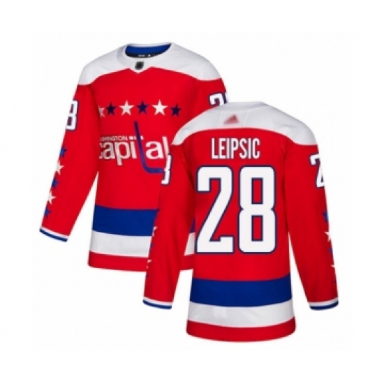 Men's Washington Capitals #28 Brendan Leipsic Authentic Red Alternate Hockey Jersey - Ujersey