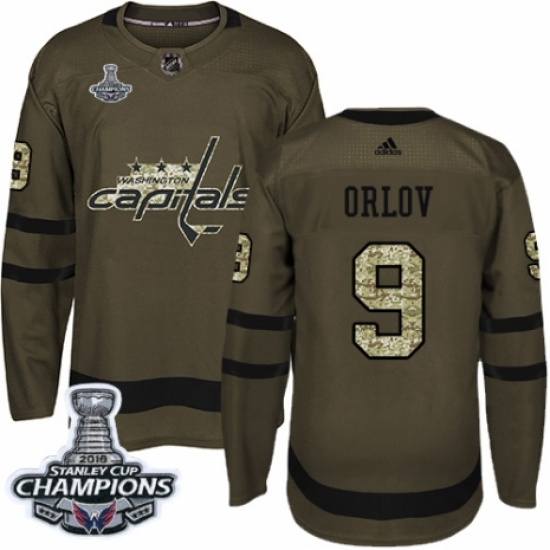 Men's Adidas Washington Capitals #9 Dmitry Orlov Authentic Green Salute to Service 2018 Stanley Cup Final Champions NHL Jersey - Ujersey