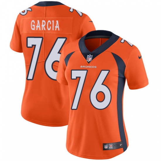 Women's Nike Denver Broncos #76 Max Garcia Orange Team Color Vapor Untouchable Limited Player NFL Jersey - Ujersey