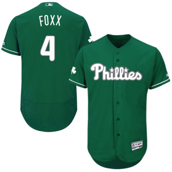 Men's Majestic Philadelphia Phillies #4 Jimmy Foxx Green Celtic Flexbase Authentic Collection MLB Jersey - Ujersey