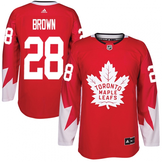 Men's Adidas Toronto Maple Leafs #28 Connor Brown Premier Red Alternate NHL Jersey