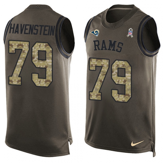 Men's Nike Los Angeles Rams #79 Rob Havenstein Limited Green Salute to Service Tank Top NFL Jersey - Ujersey