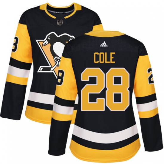 Women's Adidas Pittsburgh Penguins #28 Ian Cole Authentic Black Home NHL Jersey - Ujersey