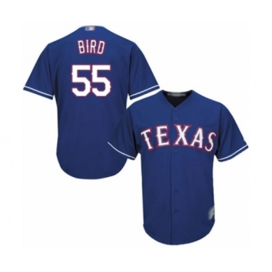 Youth Texas Rangers #55 Kyle Bird Authentic Royal Blue Alternate 2 Cool Base Baseball Player Jersey - Ujersey