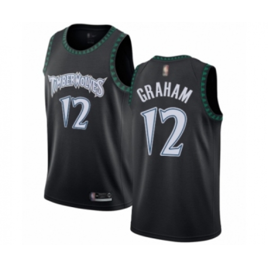 Women's Minnesota Timberwolves #12 Treveon Graham Swingman Black Hardwood Classics Jersey - Ujersey