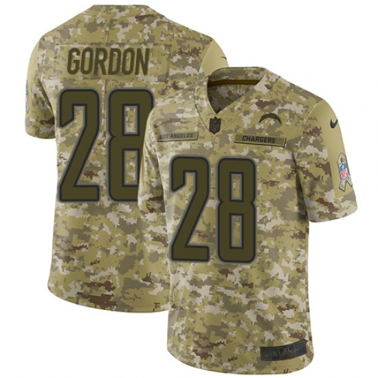 Youth Nike Los Angeles Chargers #28 Melvin Gordon Limited Camo 2018 Salute to Service NFL Jersey - Ujersey