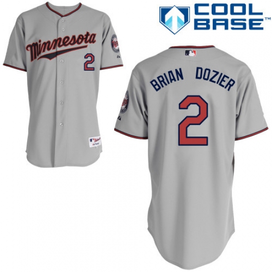 Men's Majestic Minnesota Twins #2 Brian Dozier Replica Grey Road Cool Base MLB Jersey - Ujersey