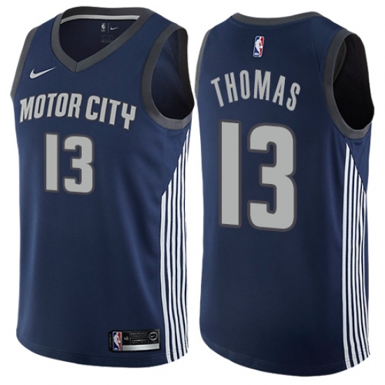 Women's Nike Detroit Pistons #13 Khyri Thomas Swingman Navy Blue NBA Jersey - City Edition - Ujersey