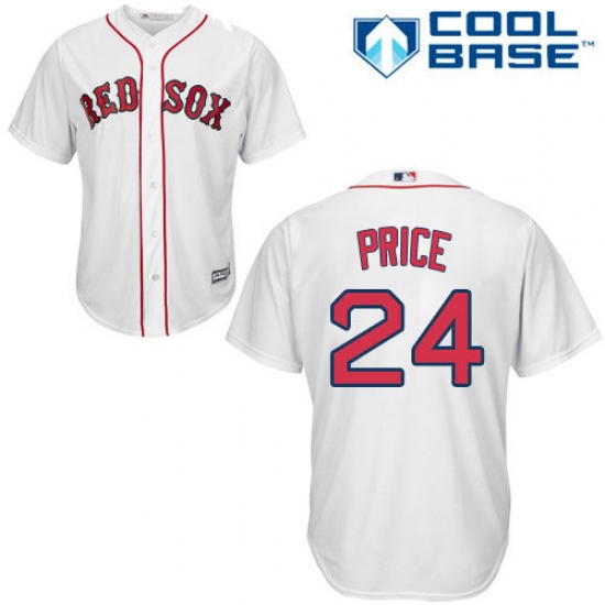 Youth Majestic Boston Red Sox #24 David Price Authentic White Home Cool Base MLB Jersey - Ujersey