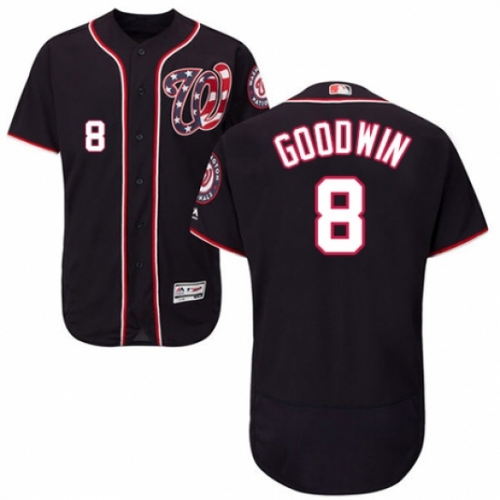 Men's Majestic Washington Nationals #8 Brian Goodwin Navy Blue Alternate Flex Base Authentic Collection MLB Jersey