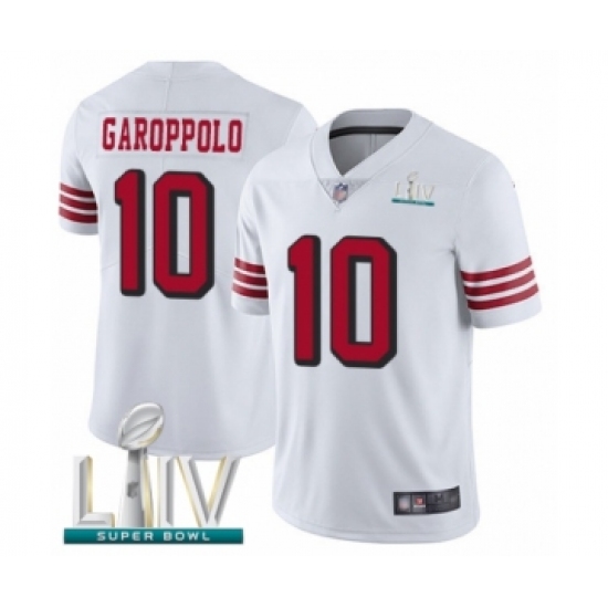 Men's San Francisco 49ers #10 Jimmy Garoppolo Limited White Rush Vapor Untouchable Super Bowl LIV Bound Football Jersey - Ujersey