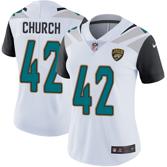 Women's Nike Jacksonville Jaguars #42 Barry Church White Vapor Untouchable Limited Player NFL Jersey - Ujersey