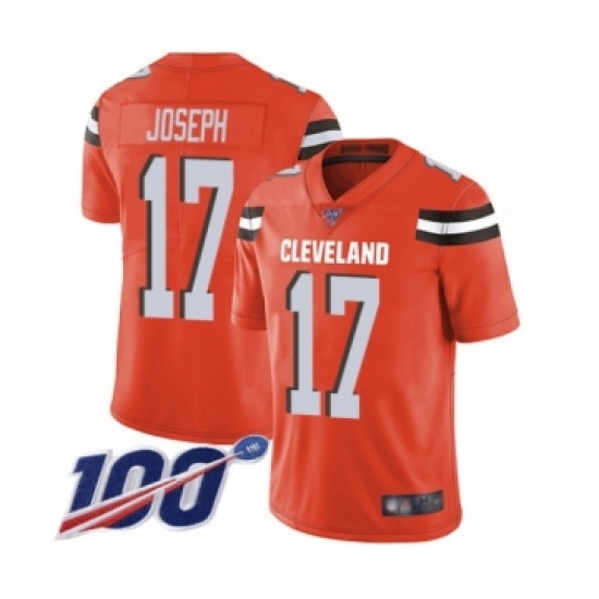 Men's Cleveland Browns #17 Greg Joseph Orange Alternate Vapor Untouchable Limited Player 100th Season Football Jersey - Ujersey