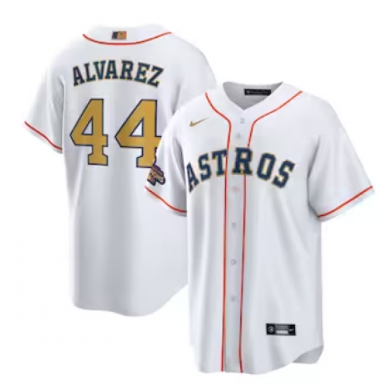 Men's Houston Astros #44 Yordan Alvarez Nike White Gold 2023 Gold Collection Replica Player Jersey - Ujersey