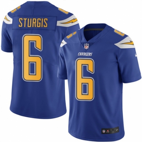 Men's Nike Los Angeles Chargers #6 Caleb Sturgis Elite Electric Blue Rush Vapor Untouchable NFL Jersey - Ujersey