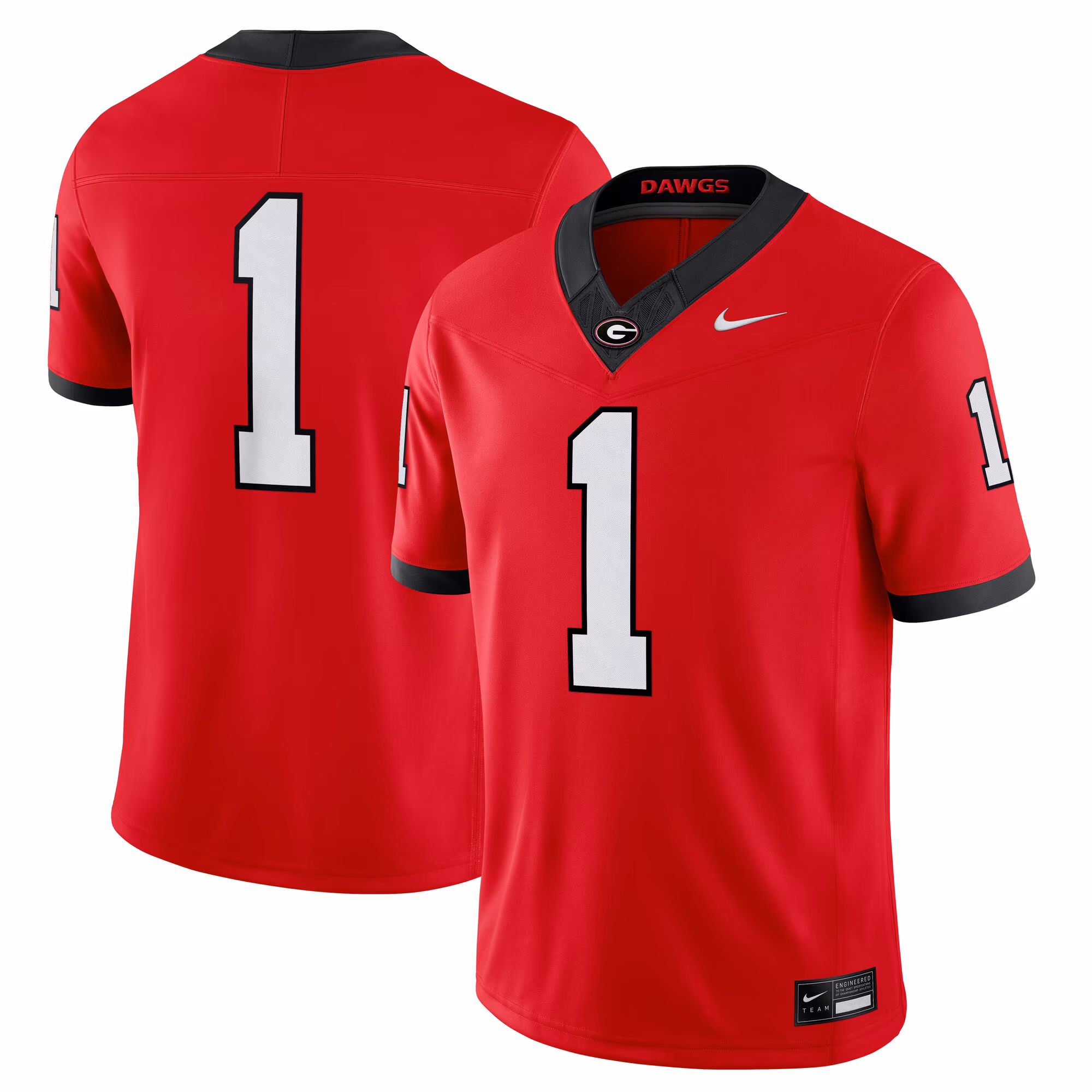 Men's Nike #1 Red Georgia Bulldogs Home Vapor F.U.S.E. Stitched Limited Jersey - Ujersey Shop