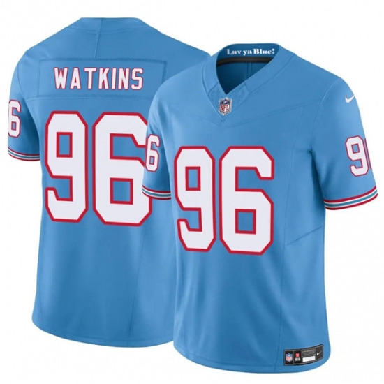 Men's Tennessee Titans #96 Carlos Watkins Blue 2025 F.U.S.E. Throwback Vapor Limited Football Stitched Jersey - Ujersey