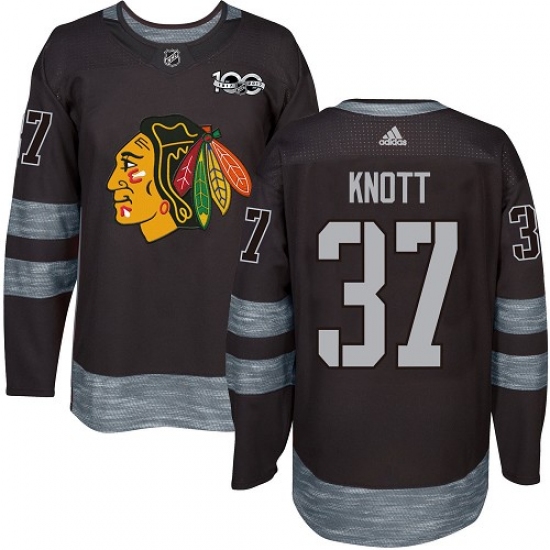 Men's Adidas Chicago Blackhawks #37 Graham Knott Authentic Black 1917-2017 100th Anniversary NHL Jersey