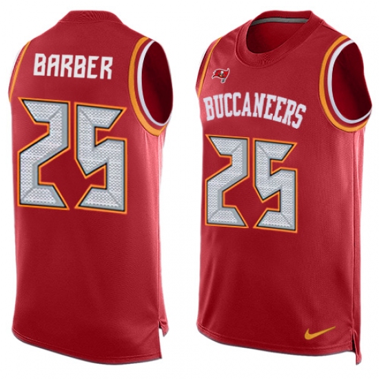 Men's Nike Tampa Bay Buccaneers #25 Peyton Barber Limited Red Player Name & Number Tank Top NFL Jersey - Ujersey