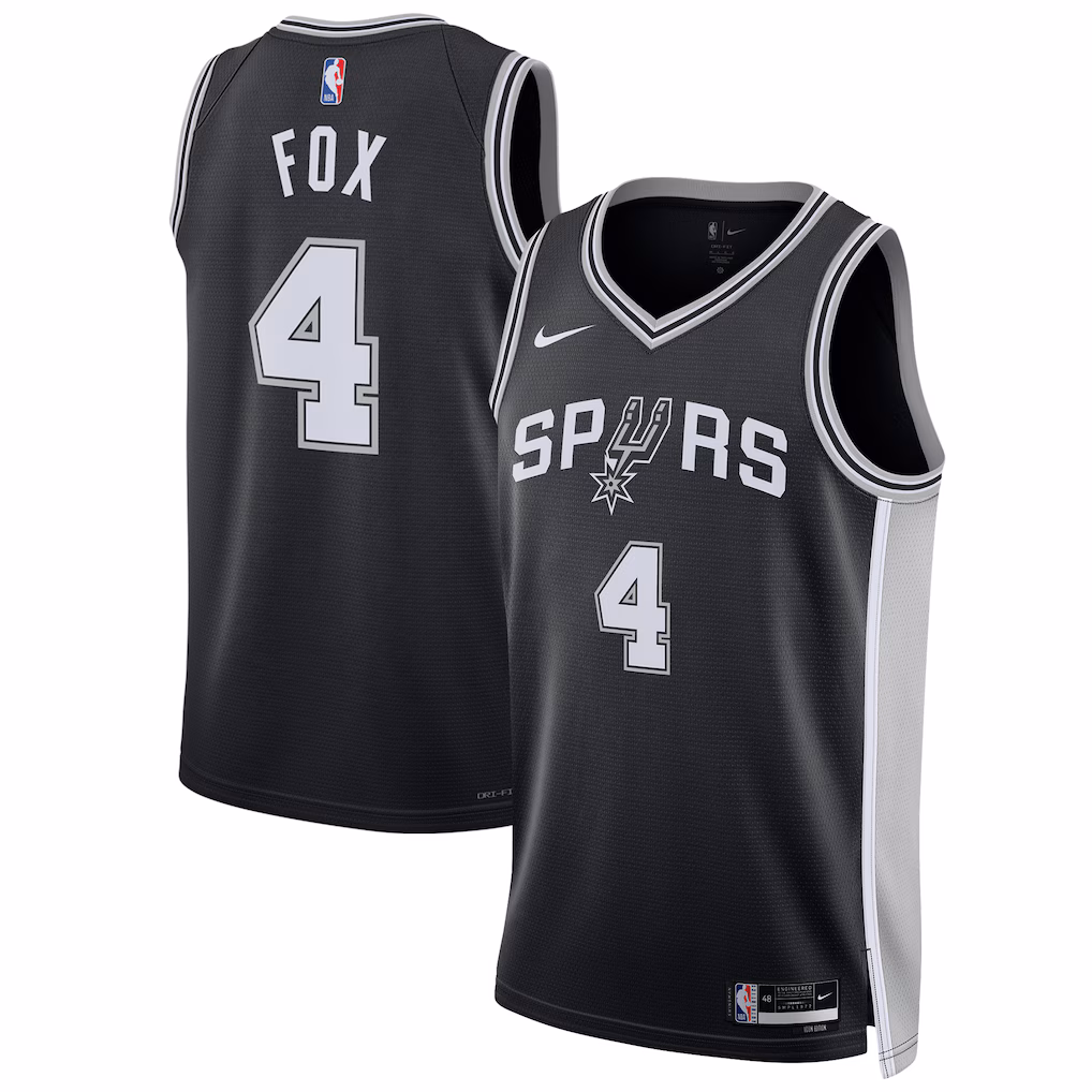 Unisex San Antonio Spurs De'Aaron Fox Nike Black Swingman Player Jersey - Icon Edition - Ujersey NHL