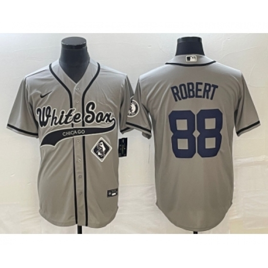Men's Chicago White Sox #88 Luis Robert Grey Cool Base Stitched Baseball Jersey1 - Ujersey