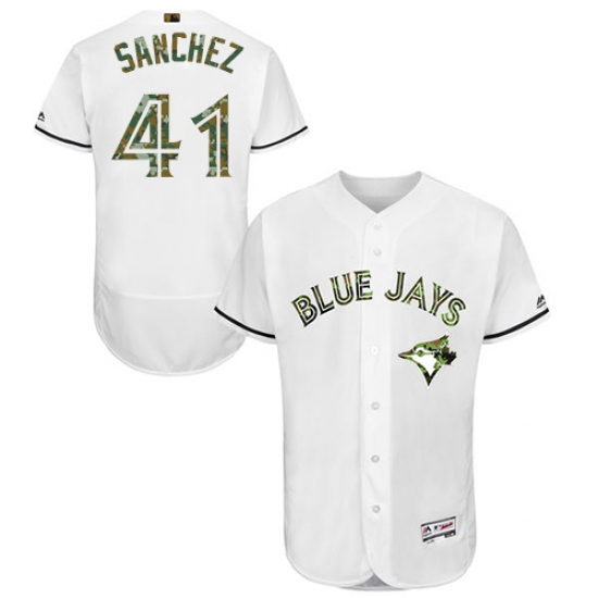 Men's Majestic Toronto Blue Jays #41 Aaron Sanchez Authentic White 2016 Memorial Day Fashion Flex Base MLB Jersey - Ujersey