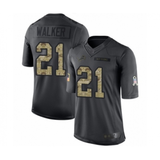 Youth Detroit Lions #21 Tracy Walker Limited Black 2016 Salute to Service Football Jersey - Ujersey