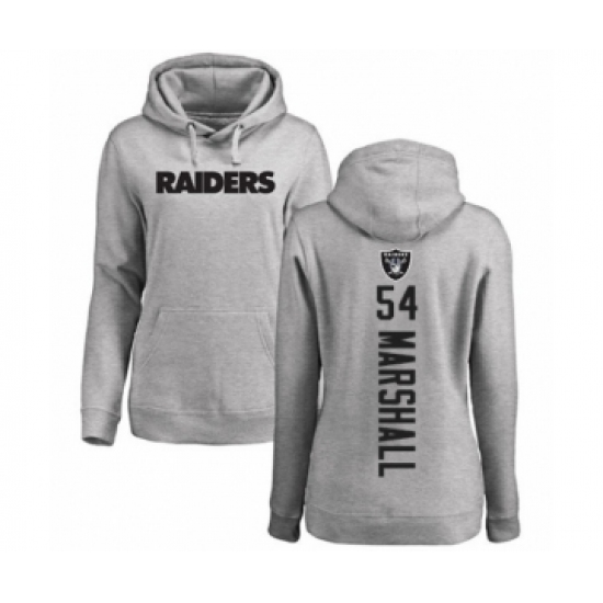 Football Women's Oakland Raiders #54 Brandon Marshall Ash Backer Pullover Hoodie - Ujersey