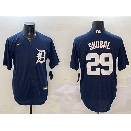 Men's Detroit Tigers #29 Tarik Skubal Navy Cool Base Stitched Baseball Jersey - Ujersey