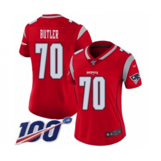 Women's New England Patriots #70 Adam Butler Limited Red Inverted Legend 100th Season Football Jersey - Ujersey