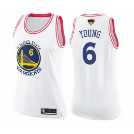 Women's Golden State Warriors #6 Nick Young Swingman White Pink Fashion 2019 Basketball Finals Bound Basketball Jersey - Ujersey