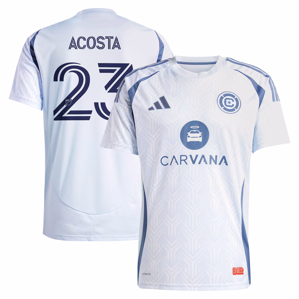 Men's Chicago Fire Kellyn Acosta adidas Light Blue 2025 The Municipal Kit Replica Player Jersey