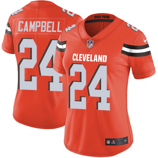 Women's Nike Cleveland Browns #24 Ibraheim Campbell Orange Alternate Vapor Untouchable Limited Player NFL Jersey - Ujersey