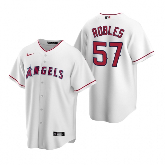 Men's Nike Los Angeles Angels #57 Hansel Robles White Home Stitched Baseball Jersey - Ujersey