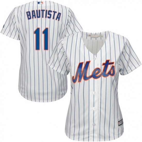 Women's Majestic New York Mets #11 Jose Bautista Authentic White Home Cool Base MLB Jersey - Ujersey