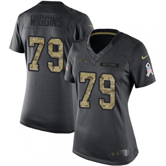 Women's Nike Los Angeles Chargers #79 Kenny Wiggins Limited Black 2016 Salute to Service NFL Jersey - Ujersey
