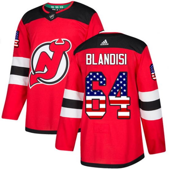 Youth Adidas New Jersey Devils #64 Joseph Blandisi Authentic Red USA Flag Fashion NHL Jersey - Ujersey