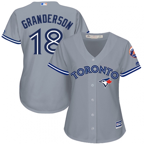 Women's Majestic Toronto Blue Jays #18 Curtis Granderson Replica Grey Road MLB Jersey - Ujersey