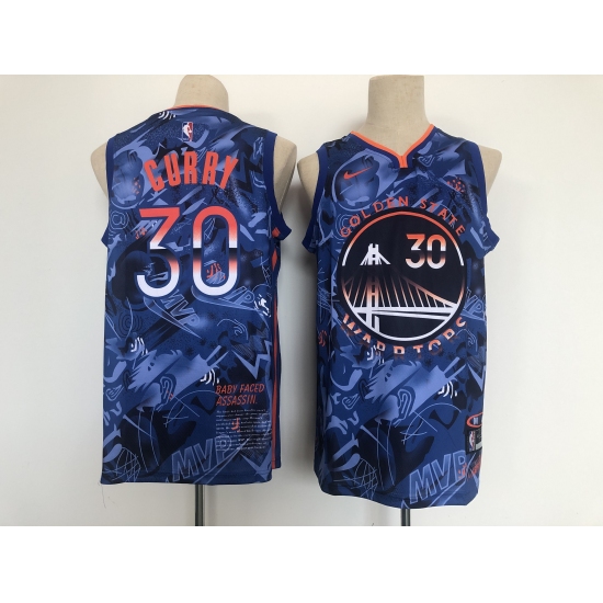 Men's Golden State Warriors #30 Stephen Curry Blue San Francisco Basketbal Jersey - Ujersey