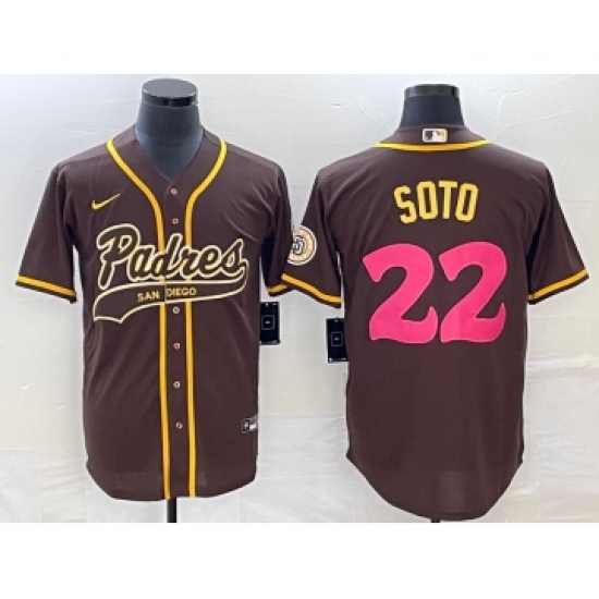 Men's San Diego Padres #22 Juan Soto Brown NEW 2023 City Connect Cool Base Stitched Jersey 1 - Ujersey