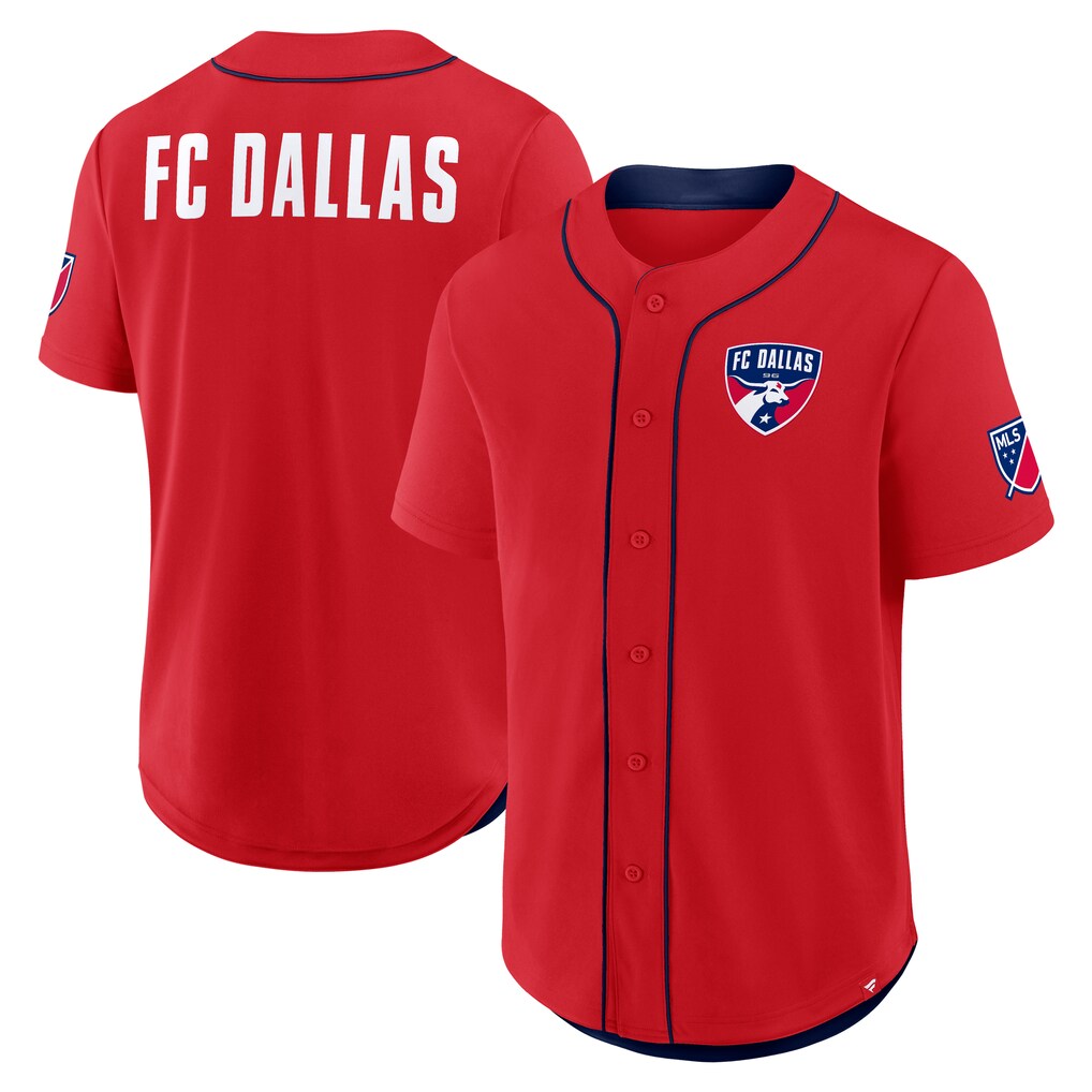 Men's FC Dallas Fanatics Red Injury Time Baseball Jersey - Ujersey
