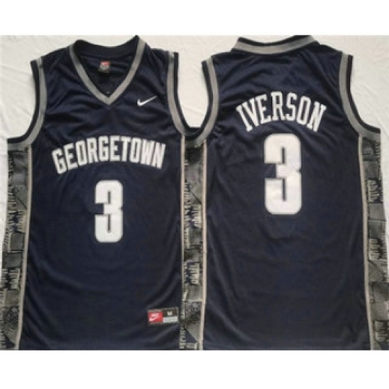 Men's Georgetown Hoyas #3 Allen Iverson Navy Stitched Jersey - Ujersey