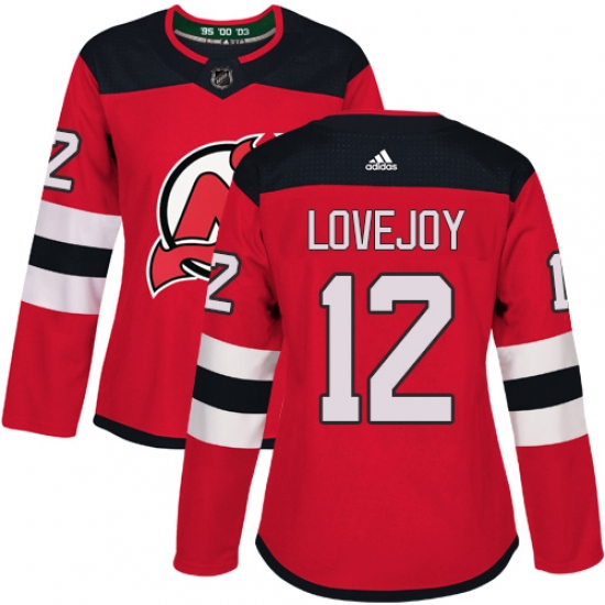 Women's Adidas New Jersey Devils #12 Ben Lovejoy Authentic Red Home NHL Jersey - Ujersey