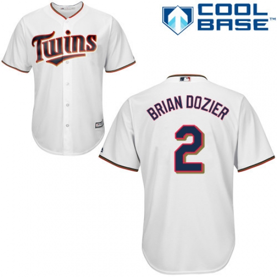 Men's Majestic Minnesota Twins #2 Brian Dozier Replica White Home Cool Base MLB Jersey - Ujersey