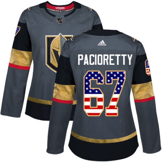 Women's Adidas Vegas Golden Knights #67 Max Pacioretty Authentic Gray USA Flag Fashion NHL Jersey - Ujersey